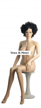 Plastic mannequin lady sitting F36