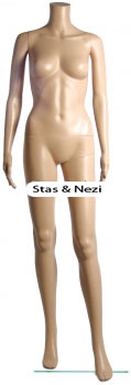 Plastic mannequin headless lady FH5 with glass stand